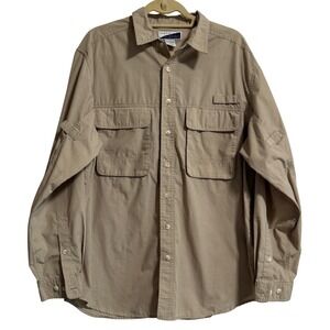 ExOfficio Insect Shield Mens L Khaki Tan Long Sleeve Ventilated Hiking Shirt